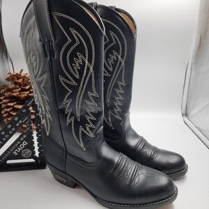 Ramrods Black Cowboy Boots | Womens 8 | Vintage 80s Style | Embroidered - Sweet!
